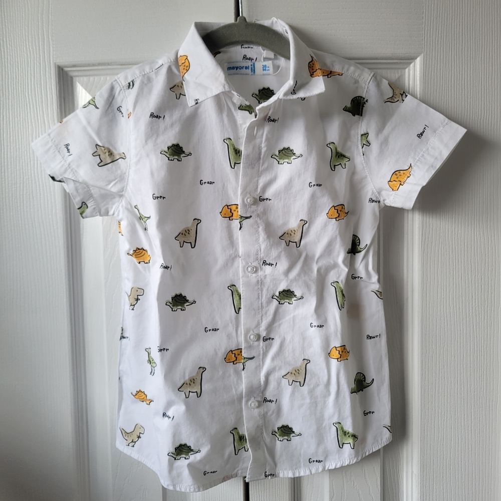 Mayoral toddler button down dino shirt